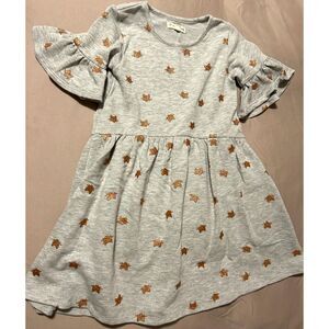 Tucker + Tate Girl's Gray Sweatshirt Dress Sparkle Cat Flutter Sleeves Sz 6